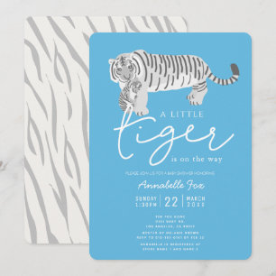 Mum Tiger & Cub Blue Baby Shower Invitation