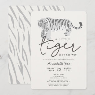 Mum Tiger & Cub Cream Gender-Neutral Baby Shower Invitation