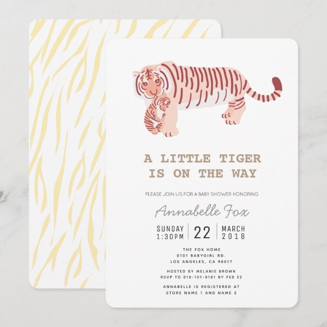 Mum Tiger Cub Gender Neutral Baby Shower Card (Front/Back)