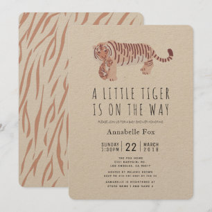 Mum Tiger & Cub Kraft Paper Baby Shower Invitation