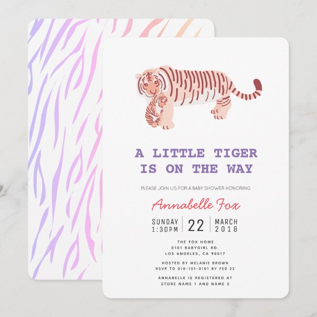 Mum Tiger & Cub Neon Colours Baby Shower Invitatio Invitation (Front/Back)