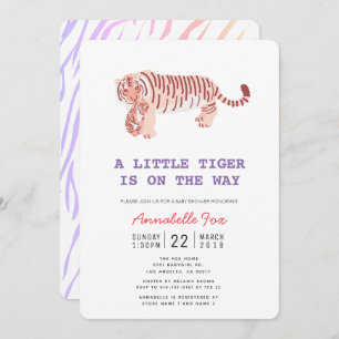 Mum Tiger & Cub Neon Colours Baby Shower Invitatio Invitation