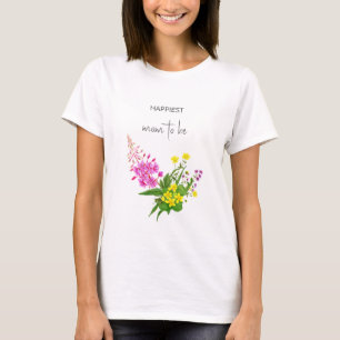 Mum To Be Adorable Wildflower Script Yellow Pink T-Shirt
