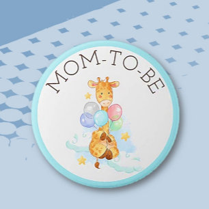 Mum To Be Baby Shower Giraffe Button
