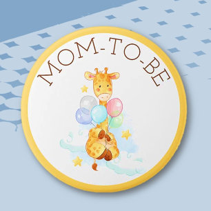 Mum To Be Baby Shower Giraffe Button