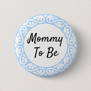 Mum to be Blue and White Baby Shower button