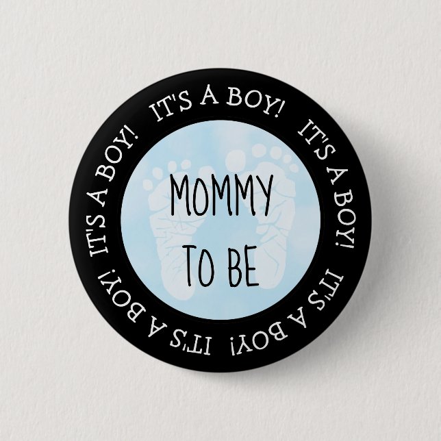 Mum to be Blue Baby Shower Button (Front)