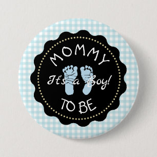 Mum to be Blue Gingham Baby Shower button