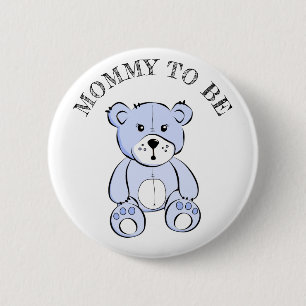 Mum to be Blue Teddy Bear Baby Shower Button