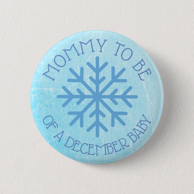 Mum to be Blue Winter December Baby Button (Front)