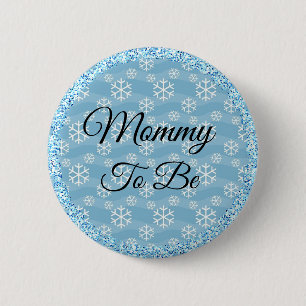 Mum to be Blue Winter Snowflake Baby Button