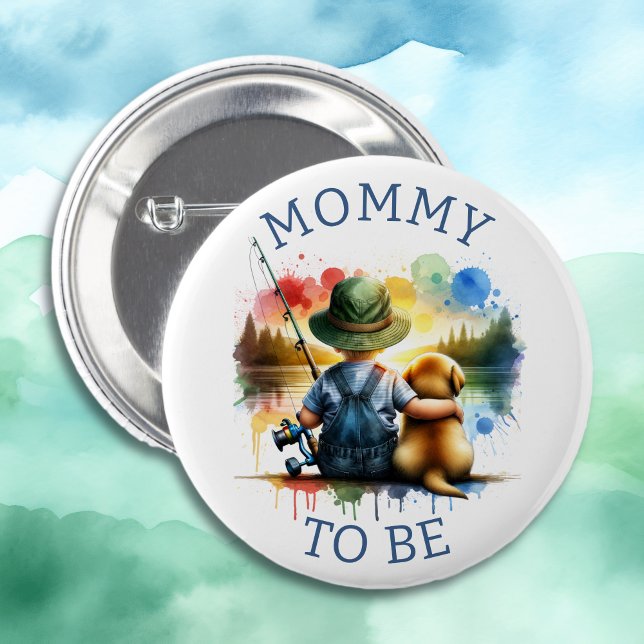 Mum to be Boy's Fishing Themed Baby Shower 6 Cm Round Badge (Creator Uploaded)