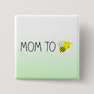 Mum to Be, Cute Bumblebee Green/Yellow 15 Cm Square Badge
