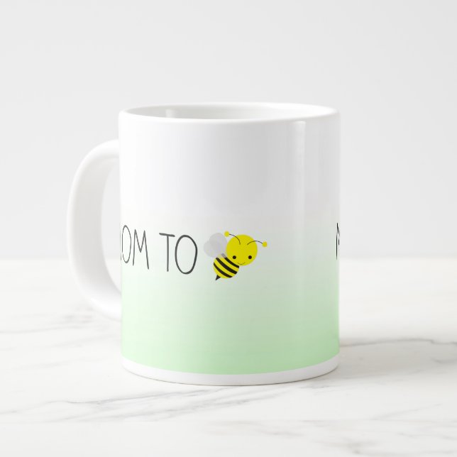 Mum to Be, Cute Bumblebee Green/Yellow Large Coffee Mug (Front Left)
