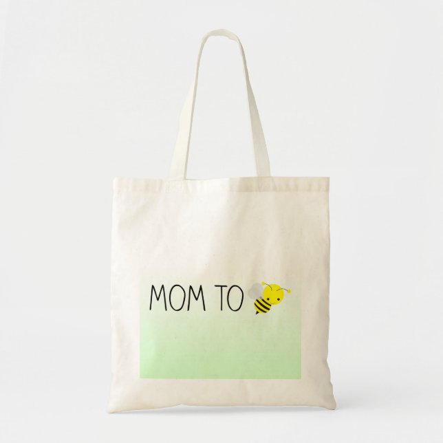 Mum to Be, Cute Bumblebee Green/Yellow Tote Bag (Front)