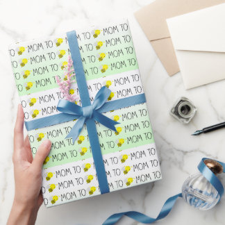 Mum to Be, Cute Bumblebee Green/Yellow Wrapping Paper