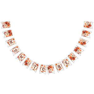 mum to be fall floral leaves baby shower  bunting 