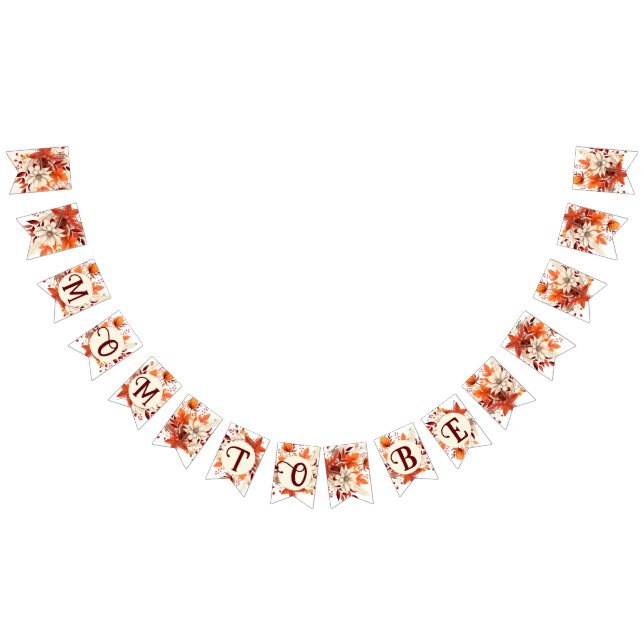 mum to be fall floral leaves baby shower  bunting  (All)