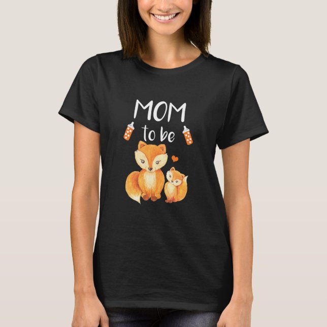 Mum To Be Fox Baby Shower Cute Forest Animal  T-Shirt (Front)
