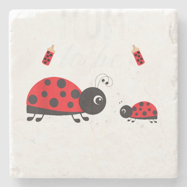 Mum To Be Ladybug Baby Shower Ladybug Mum  Stone Coaster (Front)