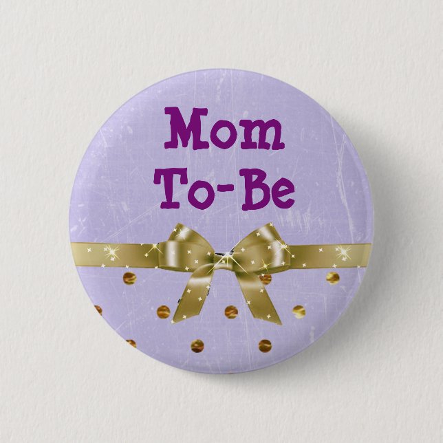 Mum-To-Be Lavender and Gold Baby Shower Button (Front)