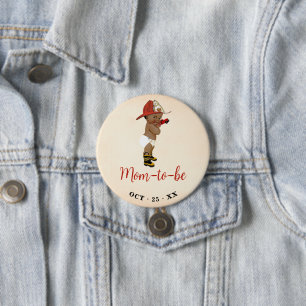 Mum to Be Little AA Firefighter Baby Shower 7.5 Cm Round Badge