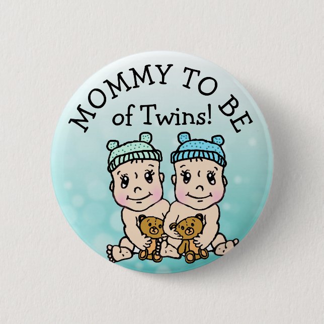 Mum to be of Twins, Baby Shower Button (Front)