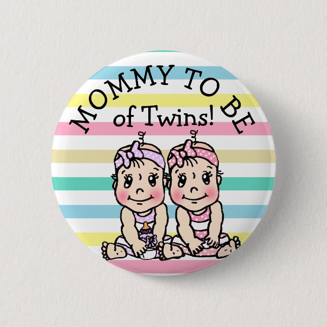 Mum to be of Twins, Baby Shower Button (Front)