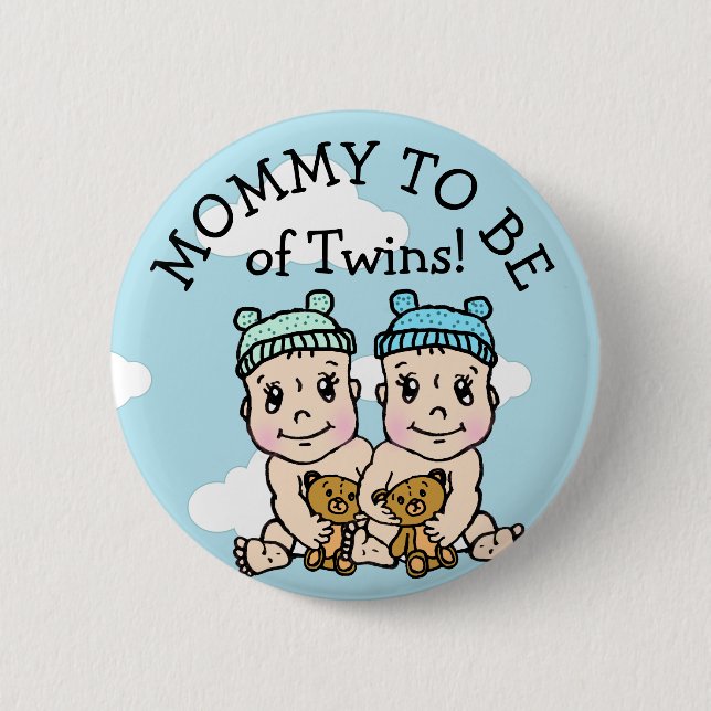 Mum to be of Twins, Baby Shower Button (Front)