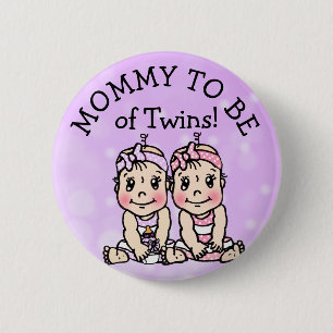 Mum to be of Twins, Baby Shower Button