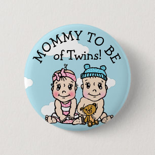 Mum to be of Twins, Baby Shower Button