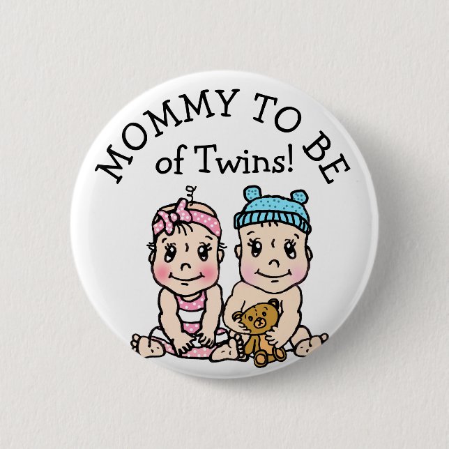 Mum to be of Twins, Baby Shower Button (Front)