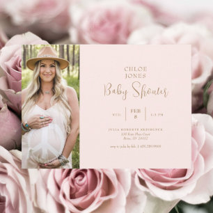 Mum-to-be Photo Pink Simple Baby Shower Invitation