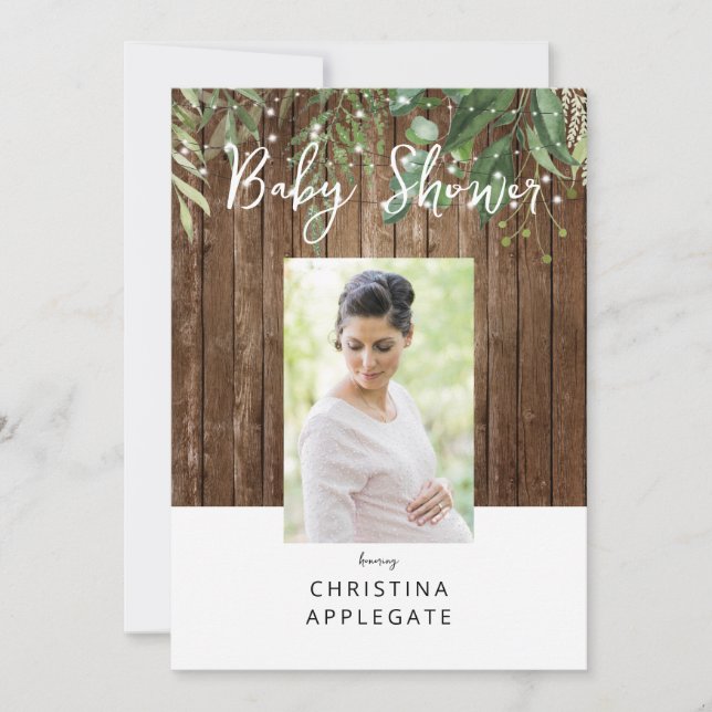 Mum-to-be Photo Rustic Baby Shower  Invitation (Front)