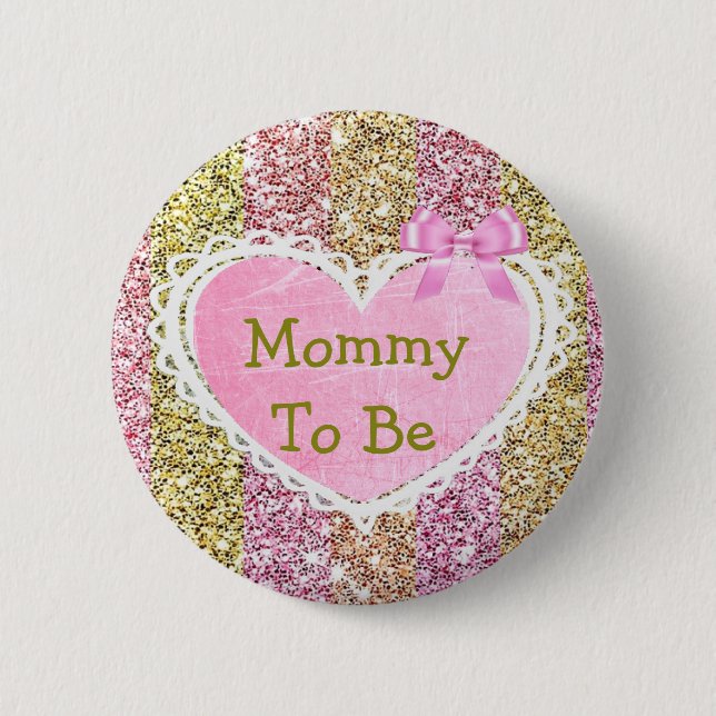 Mum to be pink and gold  baby shower button (Front)