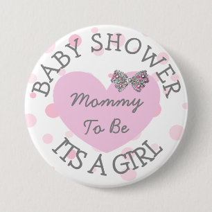 Mum to be Pink and Silver Baby Shower Button