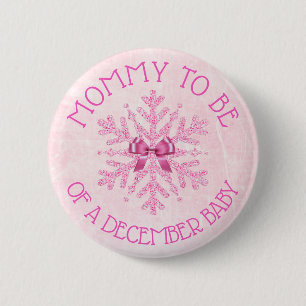 Mum to be Pink Winter December Baby Button