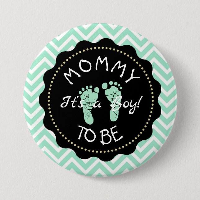 Mum to be Sage Green Chevron Baby Shower button (Front)