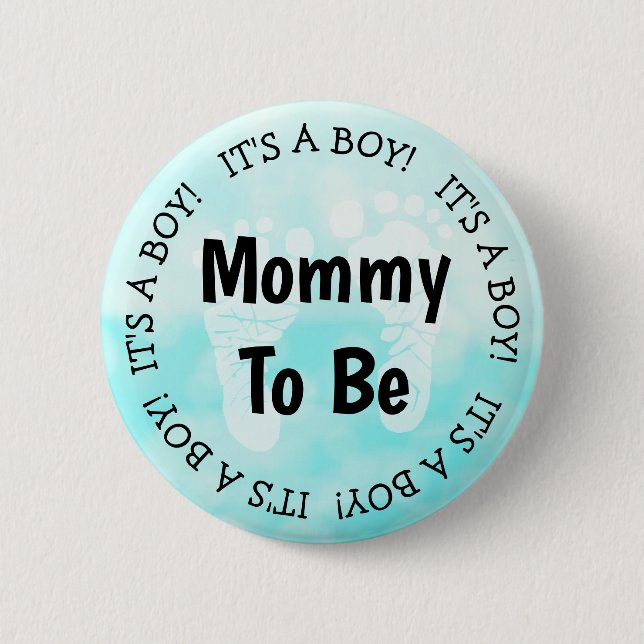 Mum to be Teal Blue Baby Shower Button (Front)