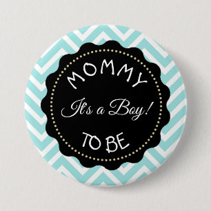 Mum to be teal striped Chevron Baby Shower button
