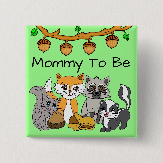Mum to be Woodland Forest Animals Baby Shower  15 Cm Square Badge (Front)