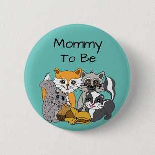 Mum to be Woodland Forest Animals Baby Shower   Bu 6 Cm Round Badge