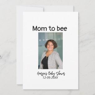 Mum to bee add photo name baby shower date  invitation