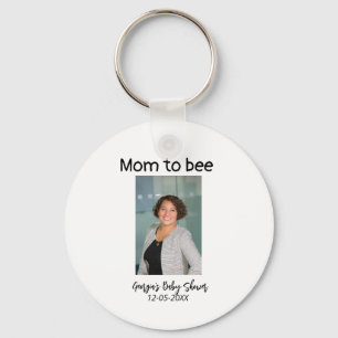 Mum to bee add photo name baby shower date key ring