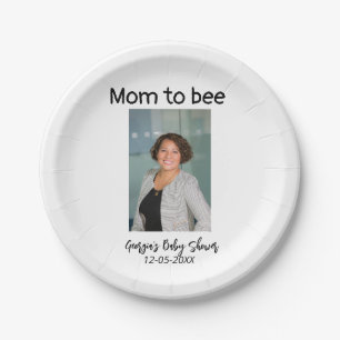 Mum to bee add photo name baby shower date  paper plate