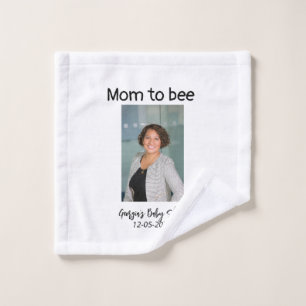 Mum to bee add photo name baby shower date wash cloth