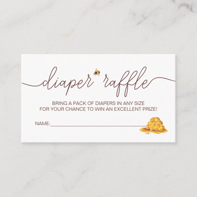 Mum to Bee baby shower diaper raffle Enclosure Card (Front)