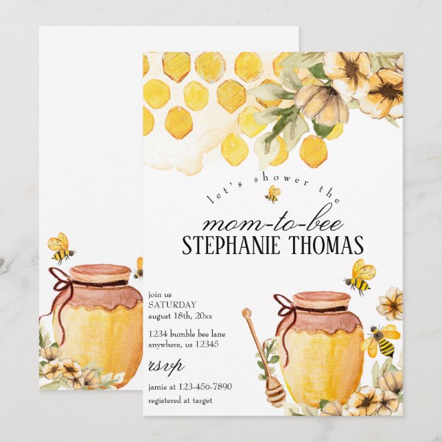 Mum to Bee Baby Shower Invitation (Front/Back)