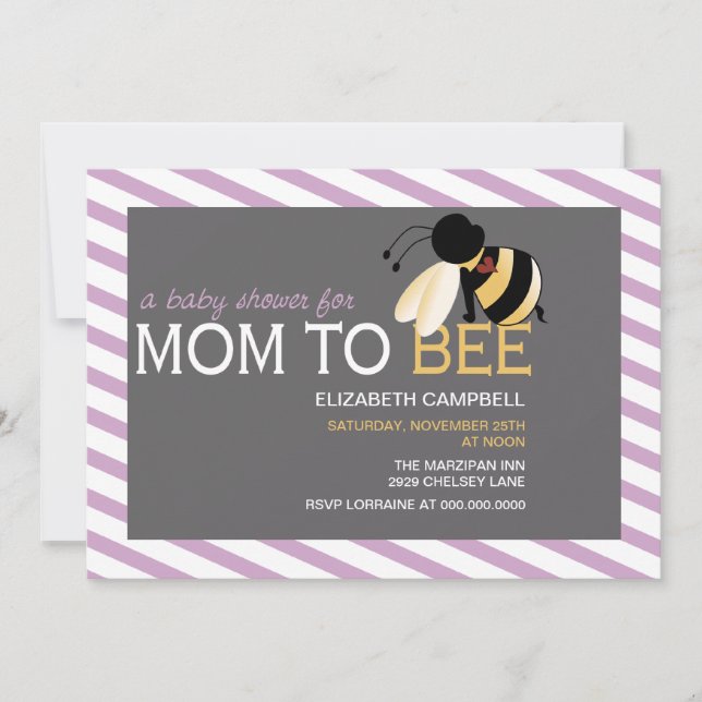 Mum-to-BEE Baby Shower Invitation - shabby orchid (Front)