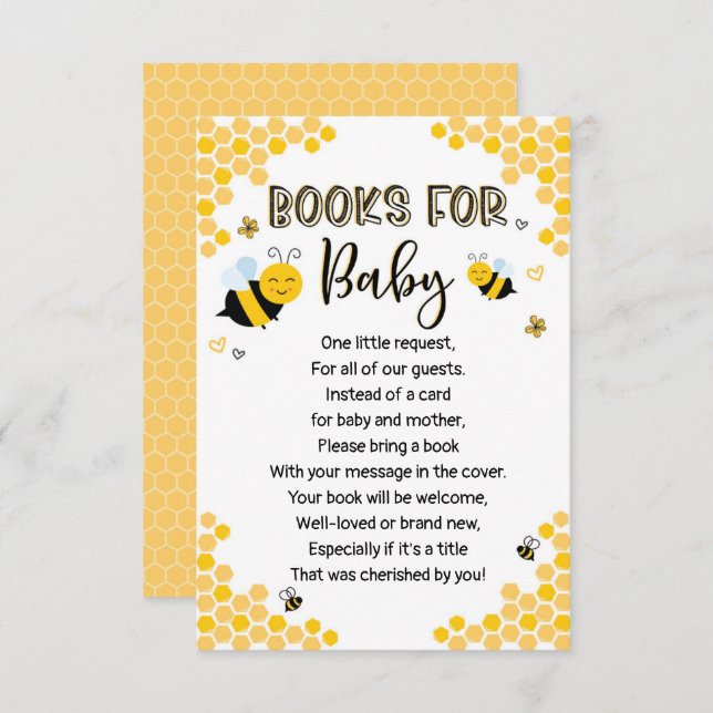 Mum To Bee Book Request Card, Books For Baby Invitation (Front/Back)